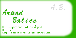 arpad balics business card